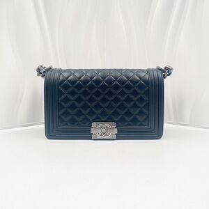 CHANEL Boy Chanel Medium Bag Black Lambskin